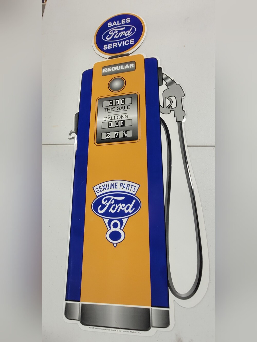 Ford Blue & Yellow Retro Pump Wall Sign